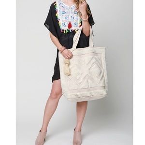 LARGE WOVEN WEEKENDER TOTE